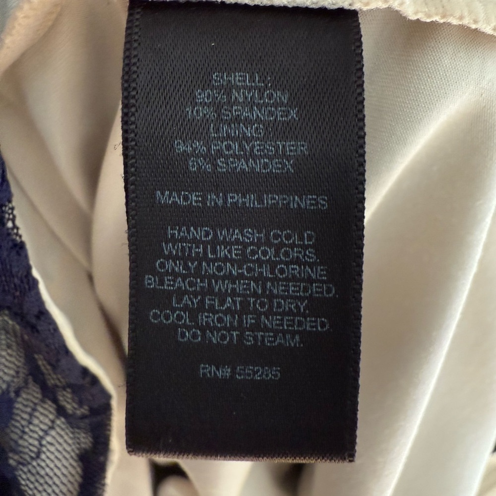 Express Navy Blue Ruched Lace Cocktail Dress Size 6 - Picture 5 of 7